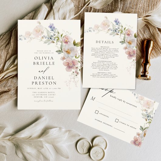 Invitation Boho Fleur sauvage Garden Wedding