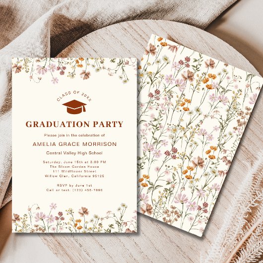 Invitation Boho Fleur sauvage Graduation Party Boho Bloom