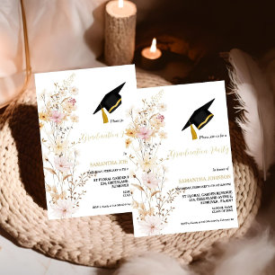 Invitation Boho Fleur sauvage Grass Girl Graduation Party