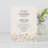 Invitation Boho Fleur sauvage Jardin Beige Mariage photo (Debout devant)