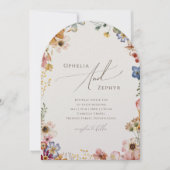 Invitation Boho Fleur sauvage Jardin Beige Photo Arche Mariag (Devant)