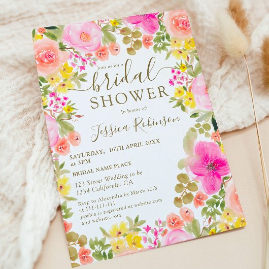 Invitation Boho fleur sauvage jardin photo nage douche