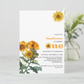 Invitation Boho Fleur sauvage jaune tournesol fête d'annivers (Debout devant)