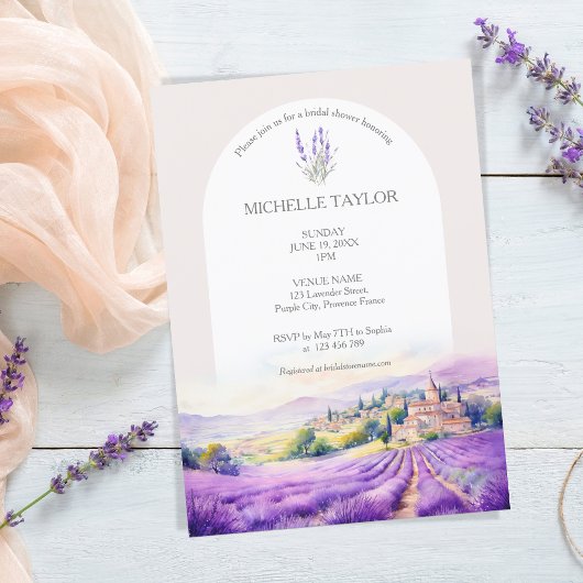 Invitation Boho Fleur sauvage Lavande violet violet Floral