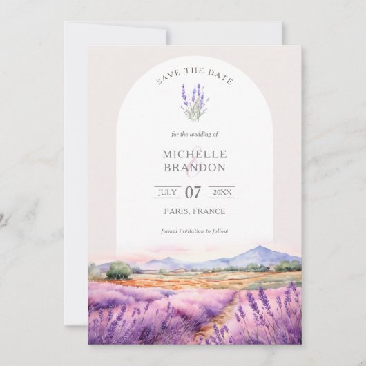 Invitation Boho Fleur sauvage Lavender violet violet été (Devant)
