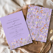 Invitation Boho Fleur sauvage Lilac Purple Garden Mariage