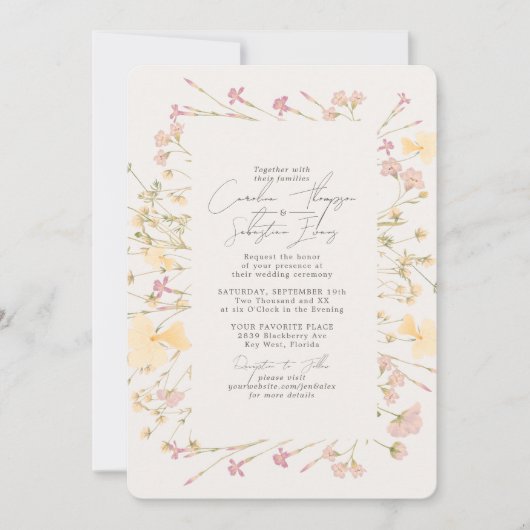 Invitation Boho Fleur sauvage Mariage (Devant)