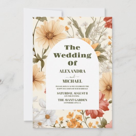 Invitation Boho Fleur sauvage Mariage botanique (Devant)