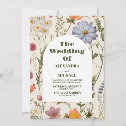 Invitation Boho Fleur sauvage Mariage botanique (Devant)