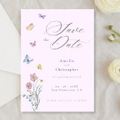 Invitation Boho Fleur sauvage mariage violet Enregistrer la d