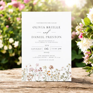 Invitation Boho Fleur sauvage Meadow Printemps Jardin Mariage
