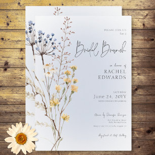 Invitation Boho Fleur sauvage Moderne Bleu Bridal Brunch