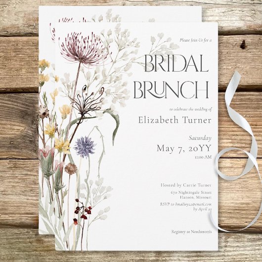 Invitation Boho Fleur sauvage Moderne Floral Bridal Brunch
