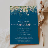 Invitation Boho Fleur sauvage Navy Blue Wedding Réception