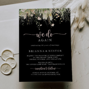 Invitation Boho Fleur sauvage Noir Nous Réagissons Vow Renouv