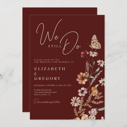 Invitation Boho Fleur sauvage Nous Faisons Encore Vow Renouve (Devant / Derrière)