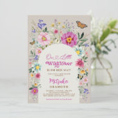 Invitation Boho Fleur sauvage papillon Jardin Baby shower fil (Debout devant)