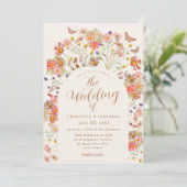 Invitation Boho Fleur sauvage papillon Mariage (Debout devant)