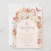 Invitation Boho Fleur sauvage papillon Mariage floral (Devant)