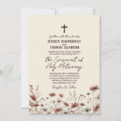 Invitation Boho Fleur sauvage Photo & QR Code Mariage catholi (Devant)