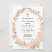 Invitation Boho Fleur sauvage Première Communion Sainte Invit (Devant)