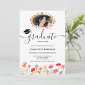 Invitation Boho fleur sauvage printemps fleurie photo graduat (Debout devant)