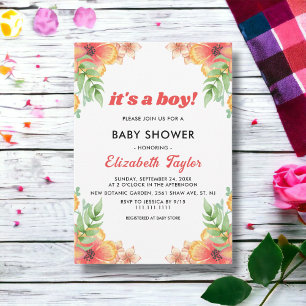 Invitation Boho Fleur sauvage Rustic Floral Boy Baby shower