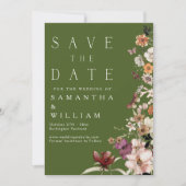 Invitation Boho Fleur sauvage Rustic Moss Green Enregistrer L (Devant)
