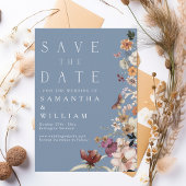 Invitation Boho Fleur sauvage Rustic Periwinkle Enregistrer l
