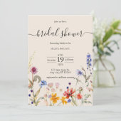 Invitation Boho fleur sauvage rustique douche de nage (Debout devant)