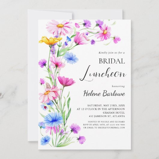 Invitation Boho Fleur sauvage Rustique Élégant Déjeuner nupti (Devant)