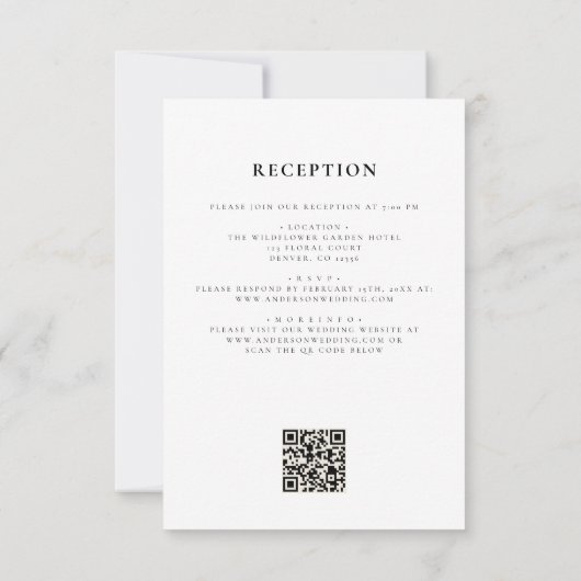 Invitation Boho Fleur sauvage Rustique tout en un Mariage de  (Dos)