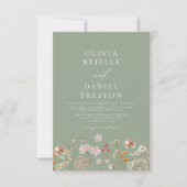 Invitation Boho Fleur sauvage Sage Green Photo Jardin Mariage (Devant)