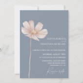 Invitation Boho Fleur sauvage simple | Dusty Blue Mariage (Devant)