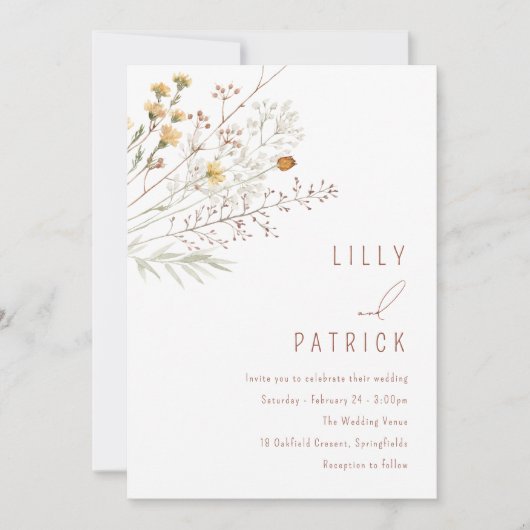 Invitation Boho Fleur sauvage Spring Floral Mariage (Devant)