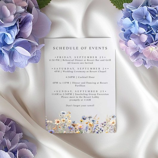 Invitation Boho Fleur sauvage Spring HORAIRE DES ÉVÉNEMENTS