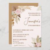 Invitation Boho Fleur sauvage Super Whimsy 77e anniversaire (Devant / Derrière)