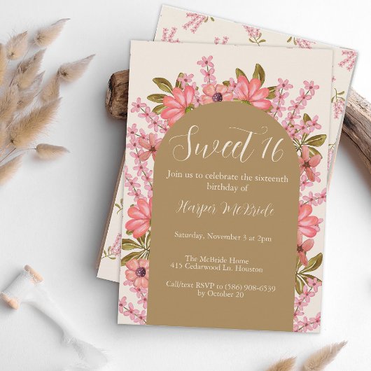 Invitation Boho Fleur sauvage Sweet 16 Anniversaire Plutôt Fl