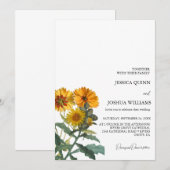Invitation Boho Fleur sauvage tournesol Mariage jaune Floral (Devant / Derrière)