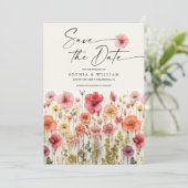 Invitation Boho Fleur sauvage Wedding Enregistrer La Date (Debout devant)
