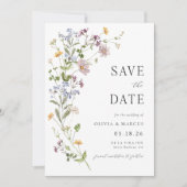 Invitation Boho Fleur sauvage Whimsical Enregistrer La Date I (Devant)