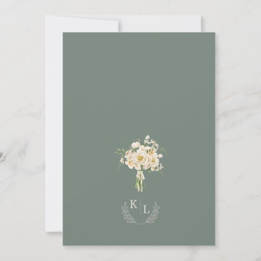 Invitation Boho fleurs aquarelle feuillage fleuri Sage vert (Dos)