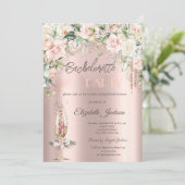 Invitation Boho Fleurs Champagne Glass Bachelorette Party (Debout devant)