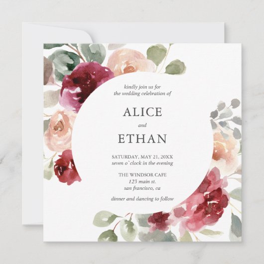 Invitation Boho Fleurs De Vins Et Mariage De Verdure (Devant)
