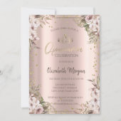 Invitation Boho Fleurs Diamants Quinceanera (Devant)