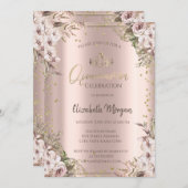Invitation Boho Fleurs Diamants Quinceanera (Devant / Derrière)