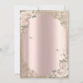 Invitation Boho Fleurs, Diamants Robe Rose Or Quinceañera (Dos)