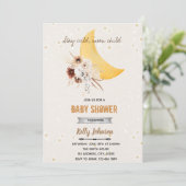 Invitation Boho fleurs douche reste sauvage enfant lune  (Debout devant)