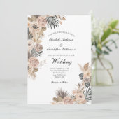 Invitation Boho Fleurs Floral Botanical Feuille Mariage (Debout devant)
