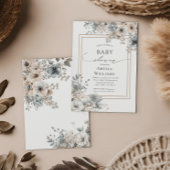 Invitation Boho Fleurs Floral Fleur sauvage Baby shower rusti